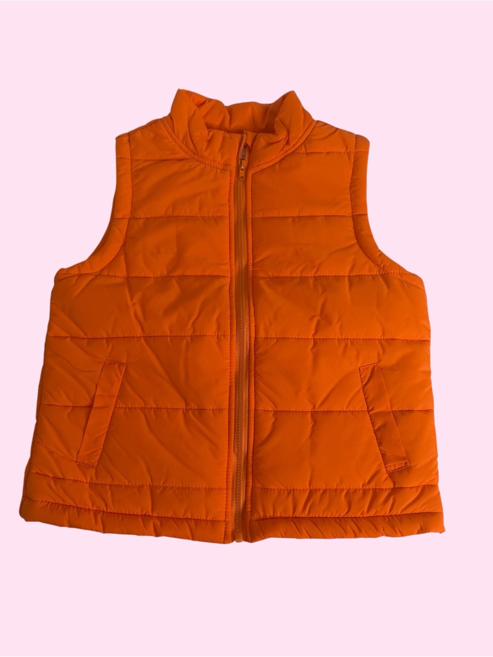 SHEIN Bright Orange Quilted Puffer Vest for Kids 7Y